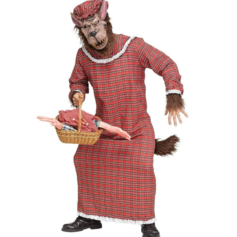 Fun World Granny Wolf Big bad wolf Adult halloween Costume, One Size Fits Most